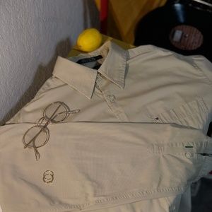 Tommy Hilfiger Tan Button Up Shirt Size Small